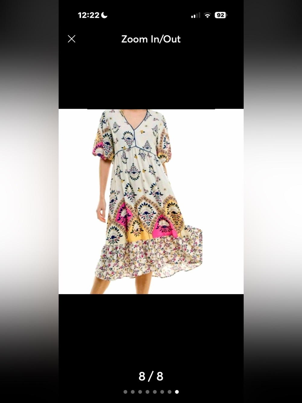 Fig + Flower Womens Floral Medallion Boho Midi Dress Multi color Size M NEW